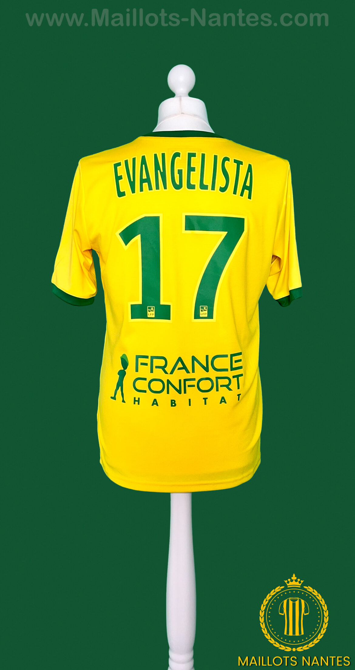 Maillot FC Nantes Errea 2013-14 - Domicile Jaune, N°7 Pancrate, Taille XL, Porté
