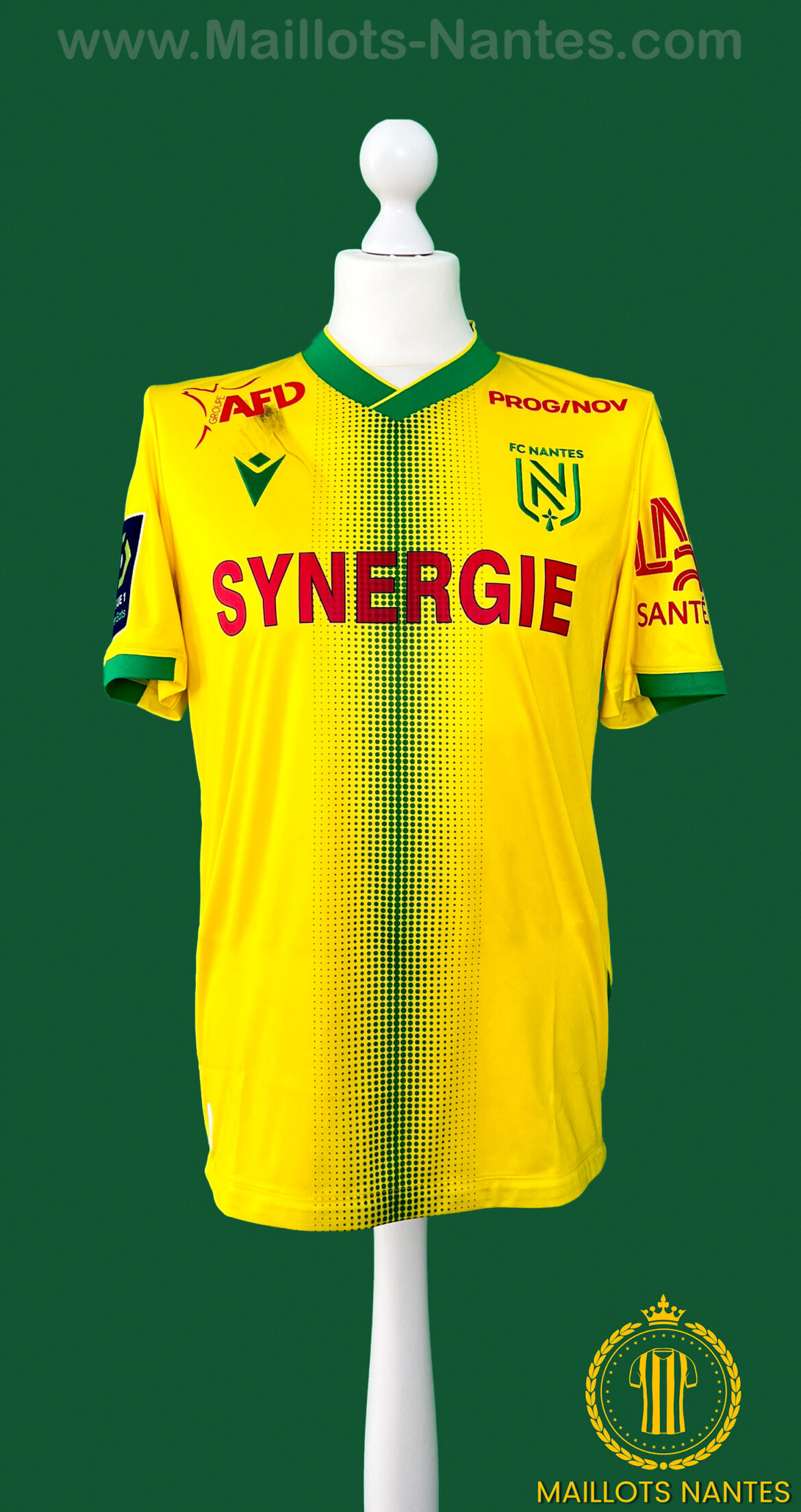 Maillot FC Nantes 2021 Macron - Porté Par Pallois #4, Domicile Jaune, Homme XL
